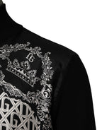 Dolce & Gabbana Black White Bandana Print Full Zip Sweater