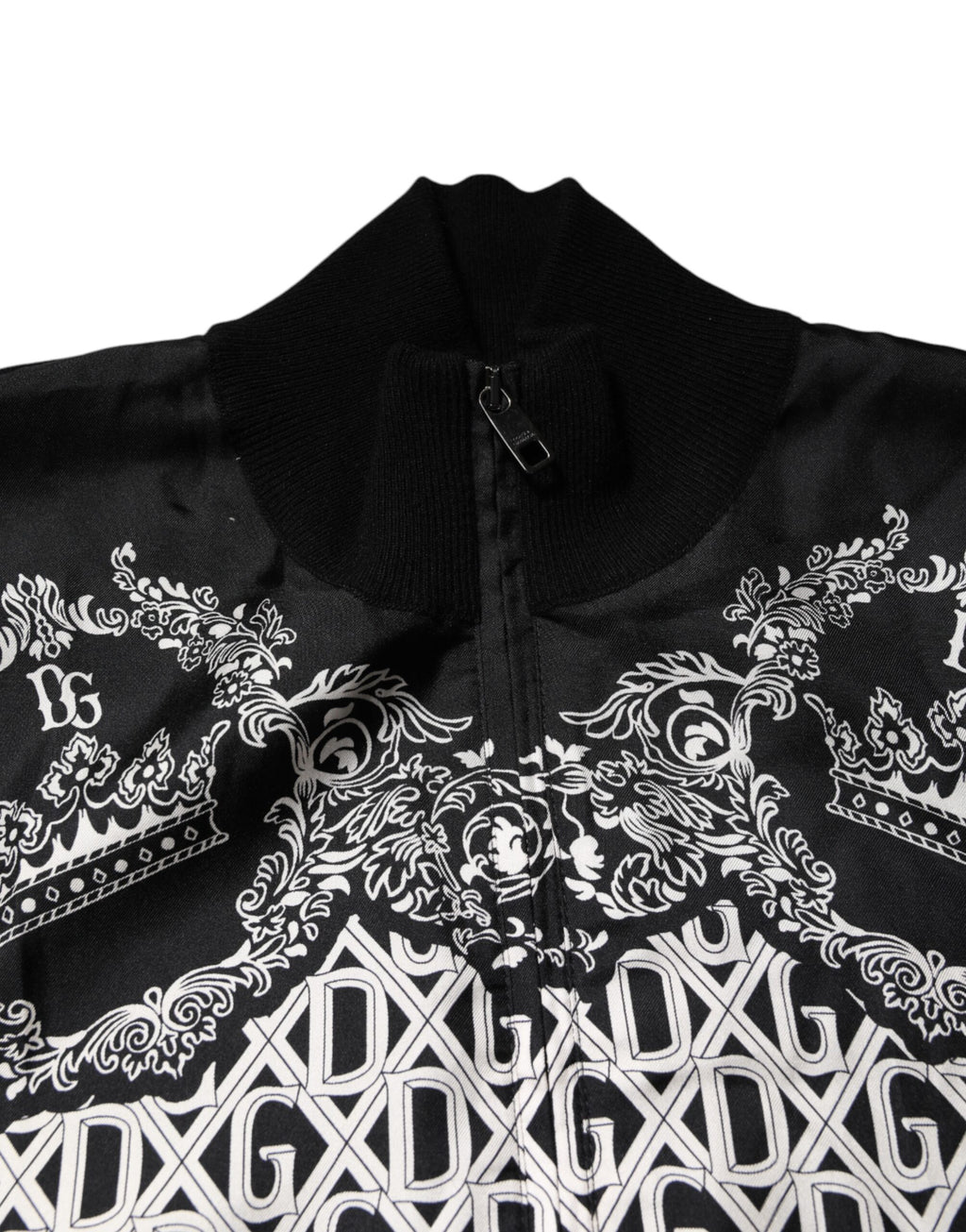 Dolce & Gabbana Black White Bandana Print Full Zip Sweater