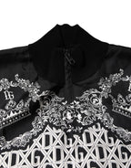 Dolce & Gabbana Black White Bandana Print Full Zip Sweater