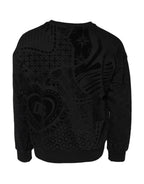 Dolce & Gabbana Black Printed Crew Neck Sweatshirt Sweater