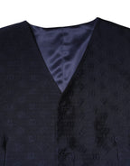 Dolce & Gabbana Dark Blue Logo Wool Formal Men Waistcoat Vest