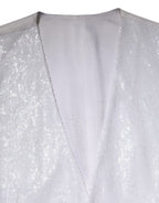 Dolce & Gabbana White Sequined Dress Formal Waistcoat Vest