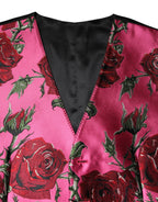 Dolce & Gabbana Pink Floral Satin Formal Men Waistcoat Vest