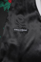 Dolce & Gabbana Red Floral Brocade Formal Men Waistcoat Vest