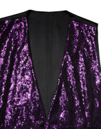 Dolce & Gabbana Purple Sequined Dress Formal Waistcoat Vest