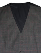 Dolce & Gabbana Gray Plaid Wool Formal Dress Waistcoat Vest