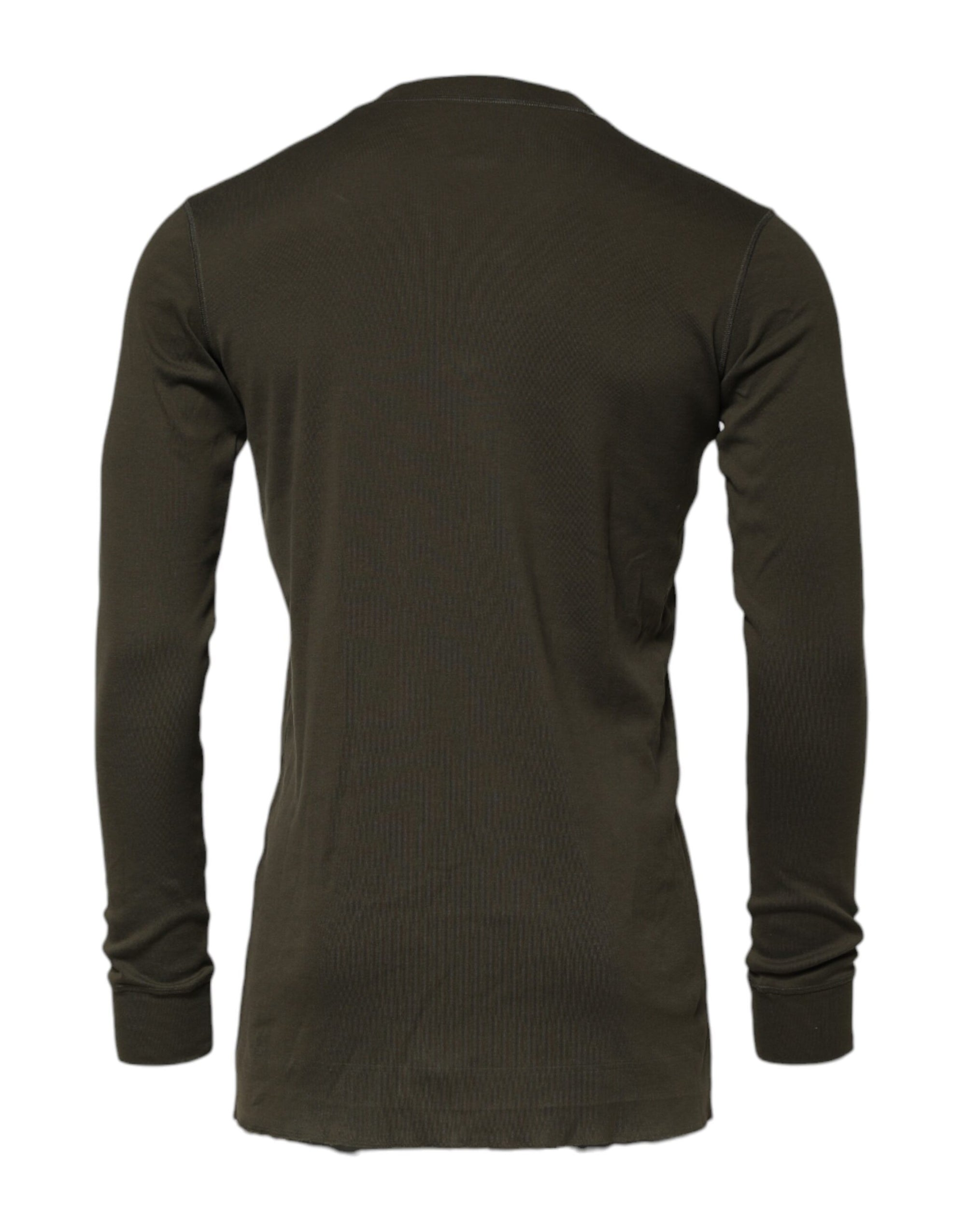 Dolce & Gabbana Dark Green Long Sleeves Crew Neck T-shirt