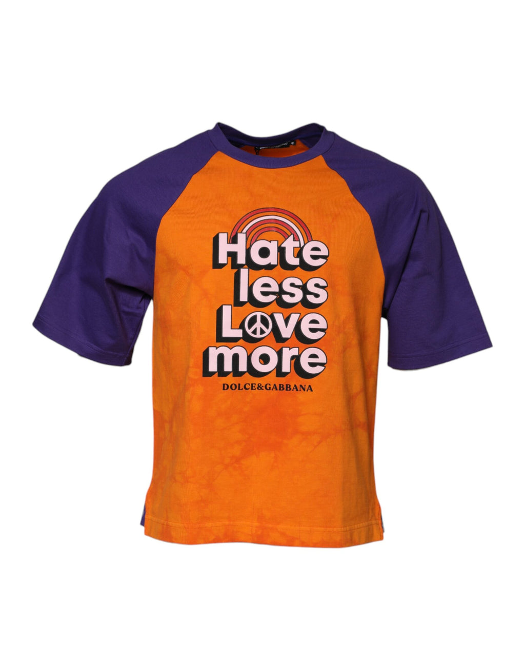 Dolce & Gabbana Orange Purple Printed Round Neck T-shirt