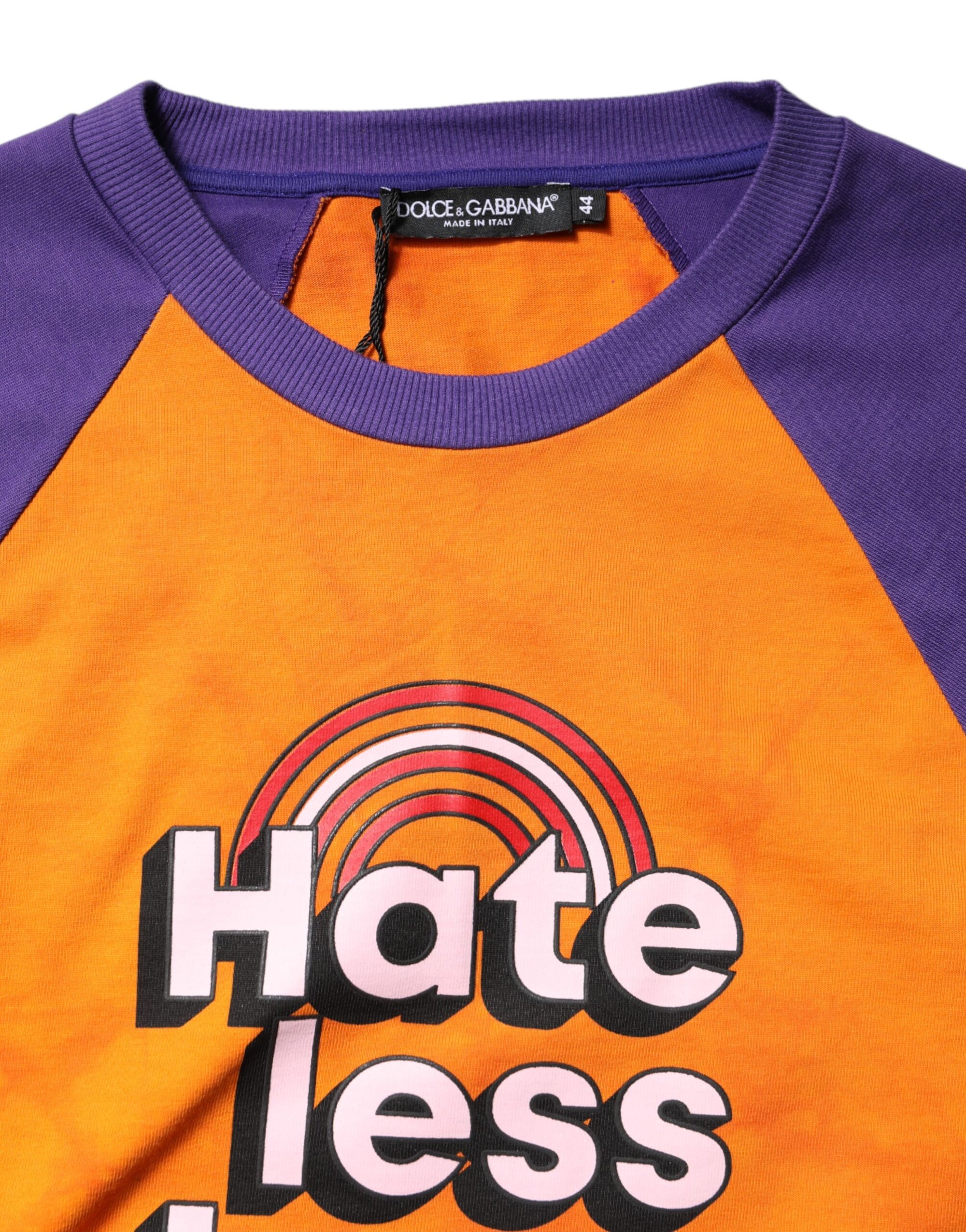 Dolce & Gabbana Orange Purple Printed Round Neck T-shirt