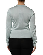 Dolce & Gabbana Light Green Silk Button Down Cardigan Sweater