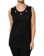 Dolce & Gabbana Black DG Embellished Sleeveless Tank Top