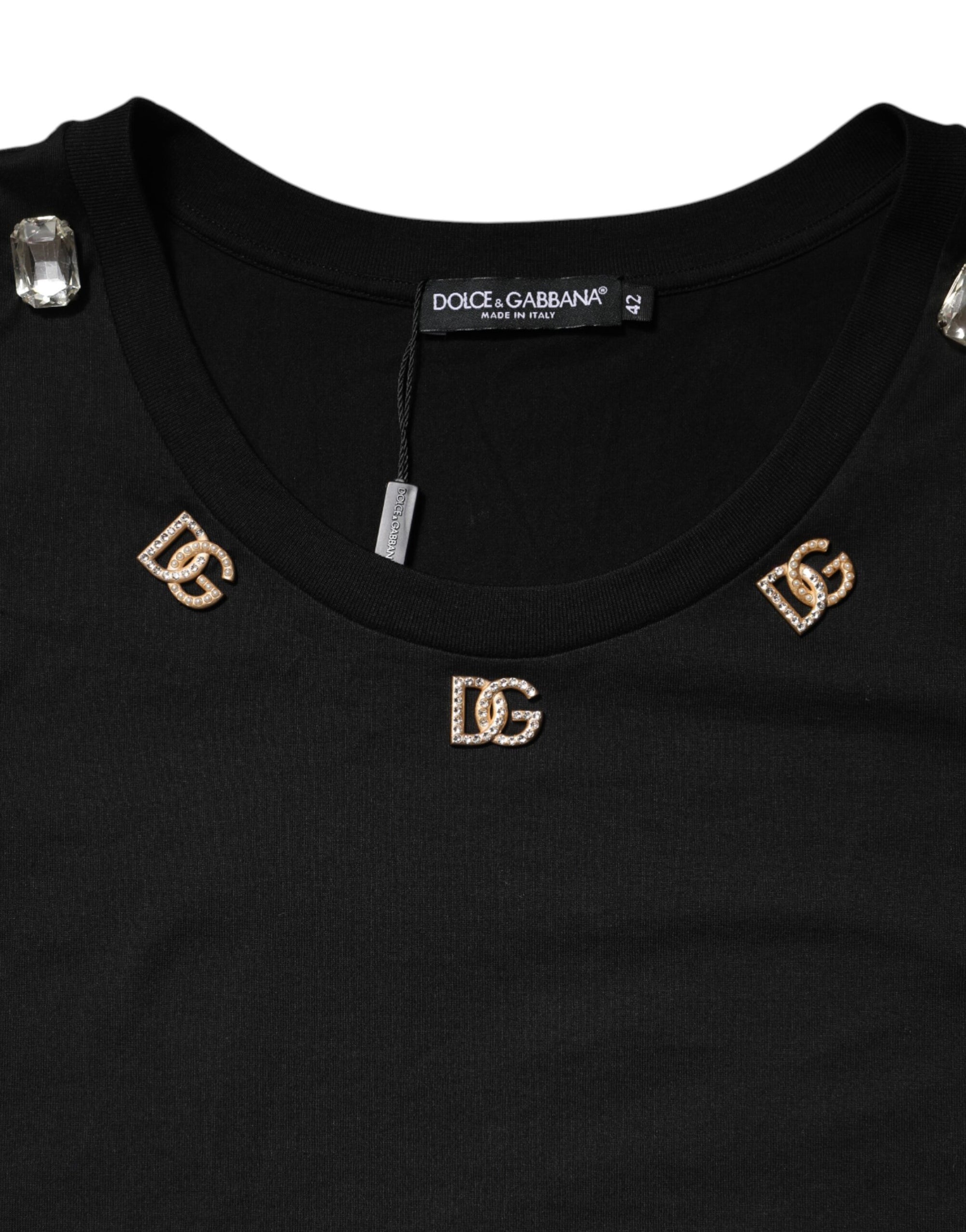 Dolce & Gabbana Black DG Embellished Sleeveless Tank Top