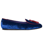 Charles Philip Blue Velvet Flat Shoe