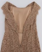 Dolce & Gabbana Pink Floral Lace Full Length Sheath Dress