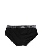 Dolce & Gabbana Black Cotton Stretch Logo Print Brief Underwear