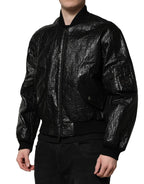 Dolce & Gabbana Black Logo Plaque Bomber Full Zipper Jacket