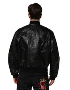 Dolce & Gabbana Black Logo Plaque Bomber Full Zipper Jacket