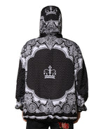 Dolce & Gabbana Black Bandana Print Hooded Bomber Jacket