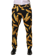 Dolce & Gabbana Black Pasta Print Tapered Men Pants