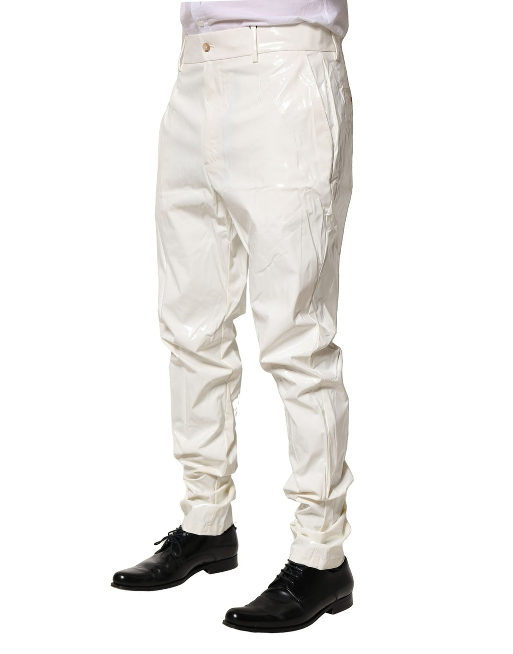 Dolce & Gabbana White Nylon Tapered Dress Men Pants