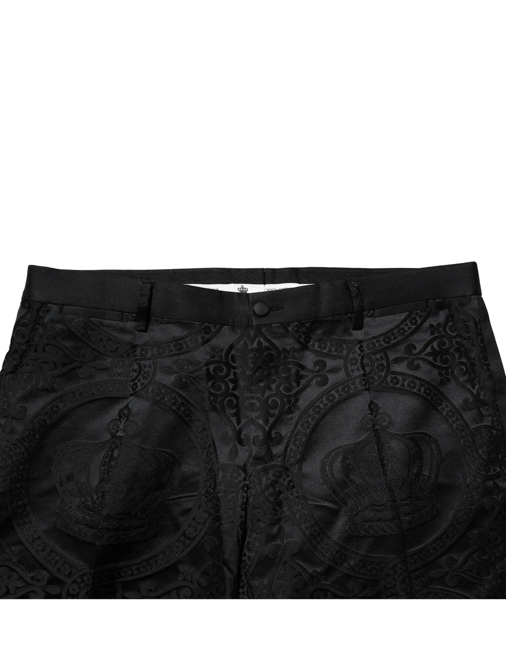 Dolce & Gabbana Black Cotton DG Crown Dress Pants