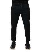 Dolce & Gabbana Black Cotton Mid Waist Jogger Pants