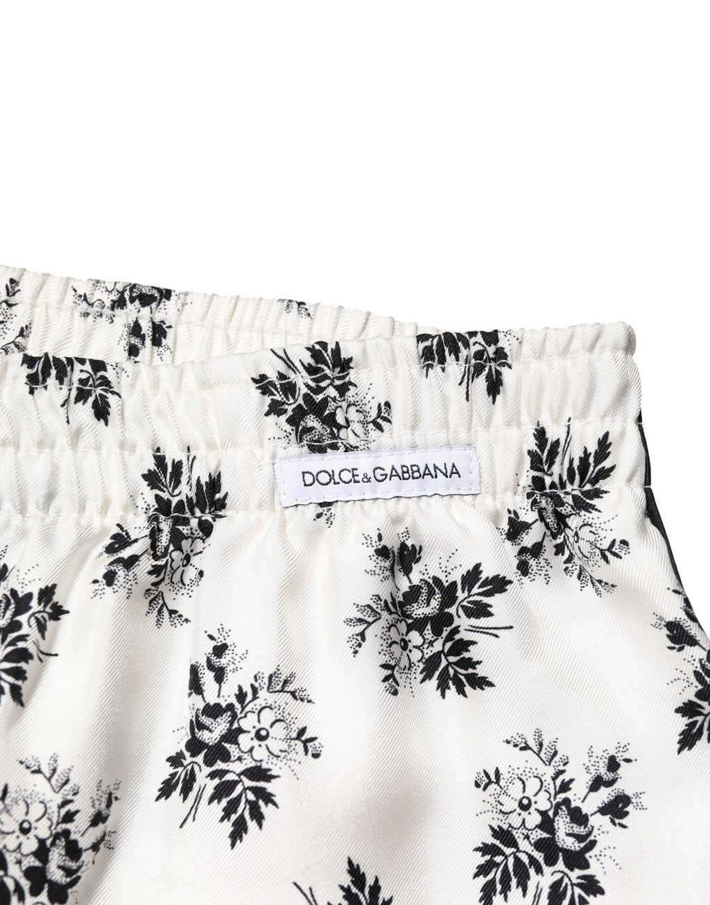 Dolce & Gabbana White Floral Silk Casual Lounge Pants