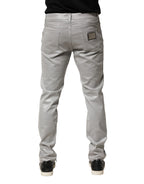 Dolce & Gabbana Silver Cotton Stretch Slim Denim Jeans