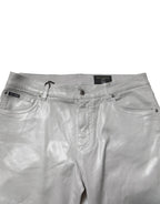 Dolce & Gabbana Silver Cotton Stretch Slim Denim Jeans