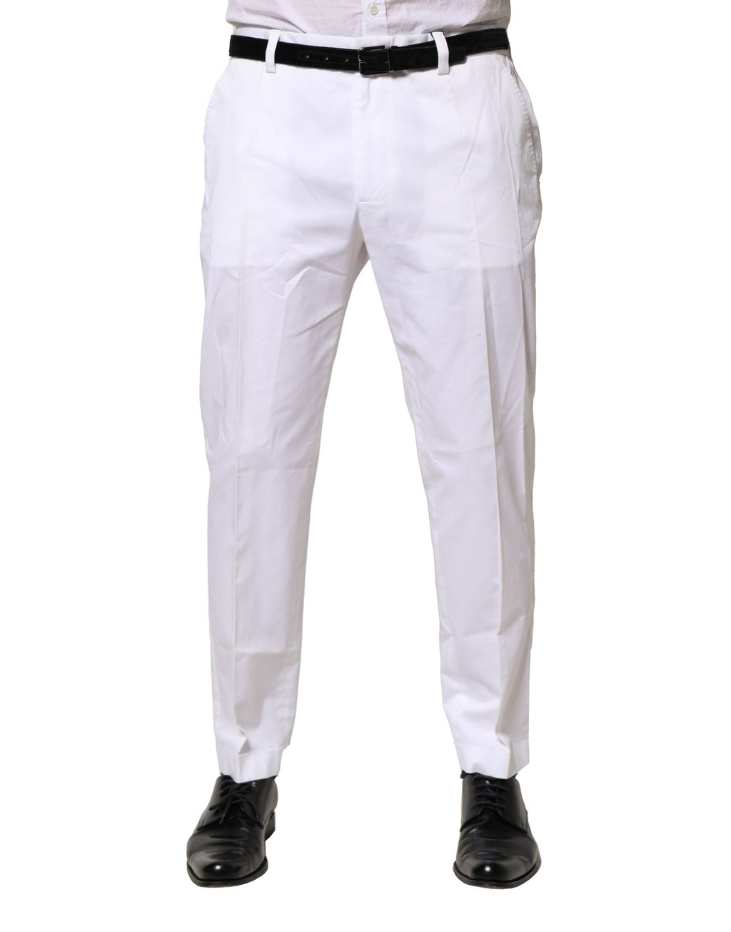 Dolce & Gabbana White Cotton Dress Slim Formal Pants