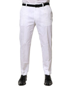 Dolce & Gabbana White Cotton Dress Slim Formal Pants
