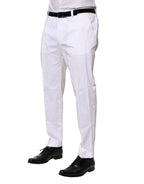 Dolce & Gabbana White Cotton Dress Slim Formal Pants