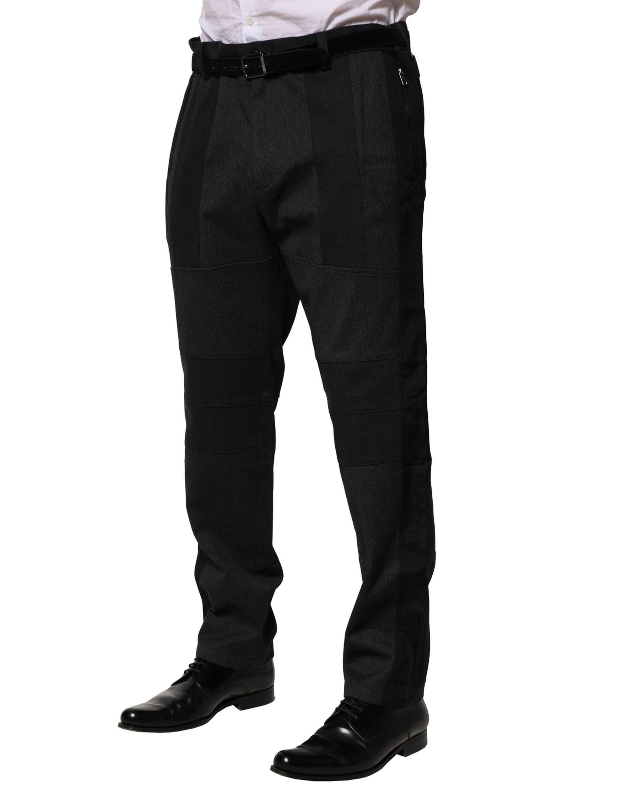 Dolce & Gabbana Black Cotton Dress Slim Formal Pants