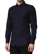 Dolce & Gabbana Dark Blue MARTINI Cotton Dress Formal Shirt