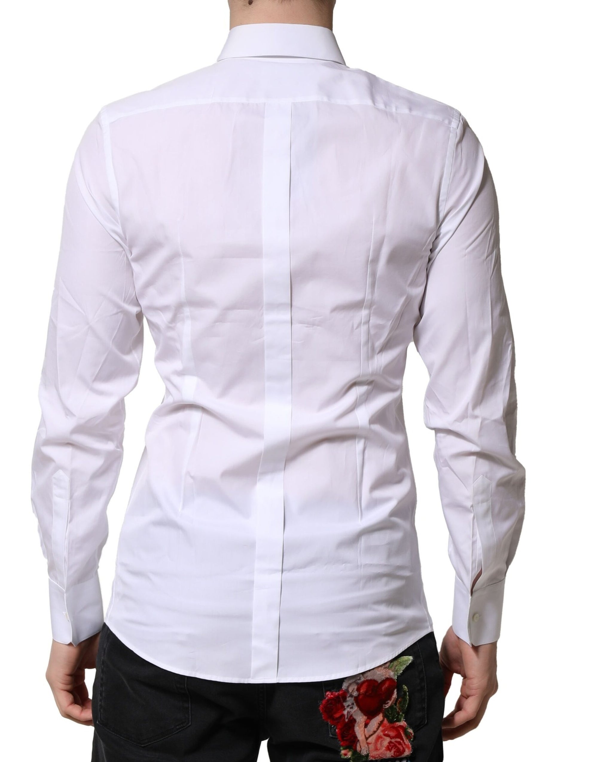 Dolce & Gabbana White GOLD Long Sleeves Men Dress Formal Shirt