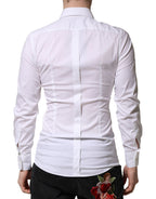 Dolce & Gabbana White GOLD Long Sleeves Men Dress Formal Shirt
