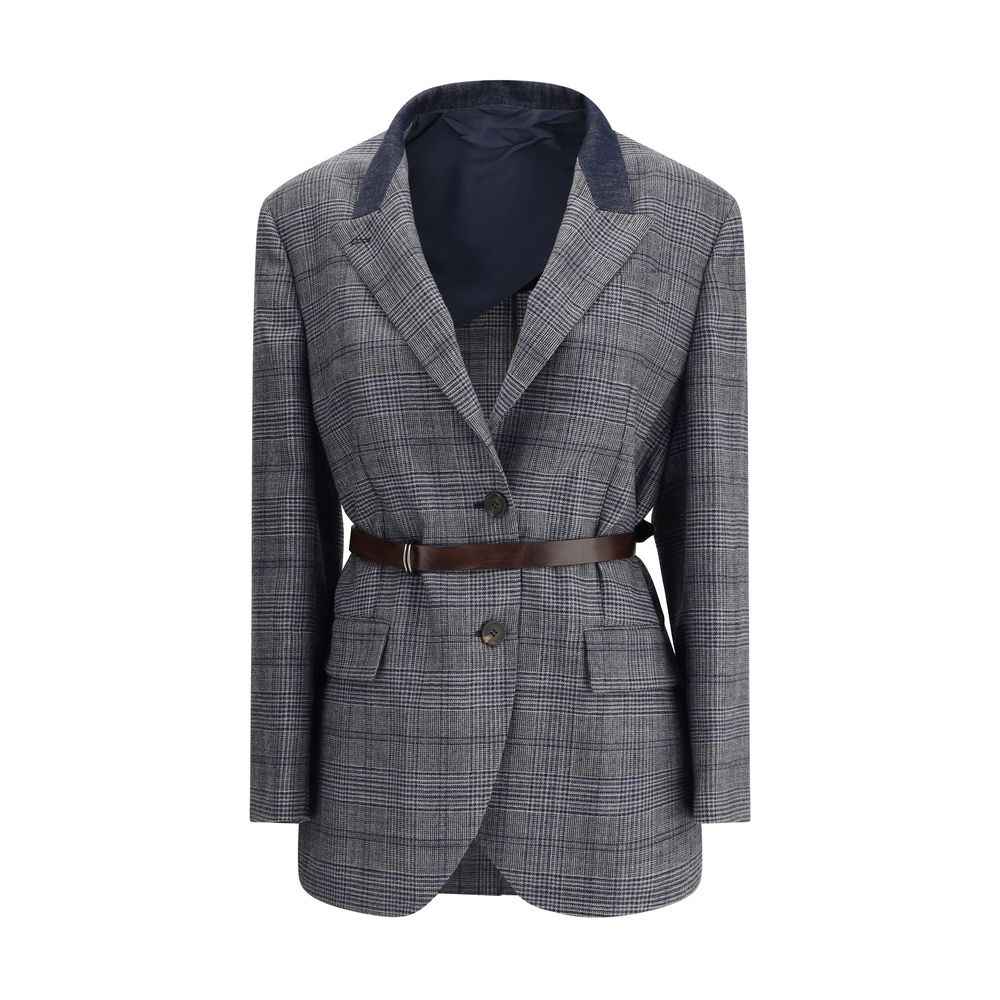 Brunello Cucinelli Gray Fleece Wool Blazer