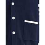 Thom Browne Blue Merino Wool Cardigan