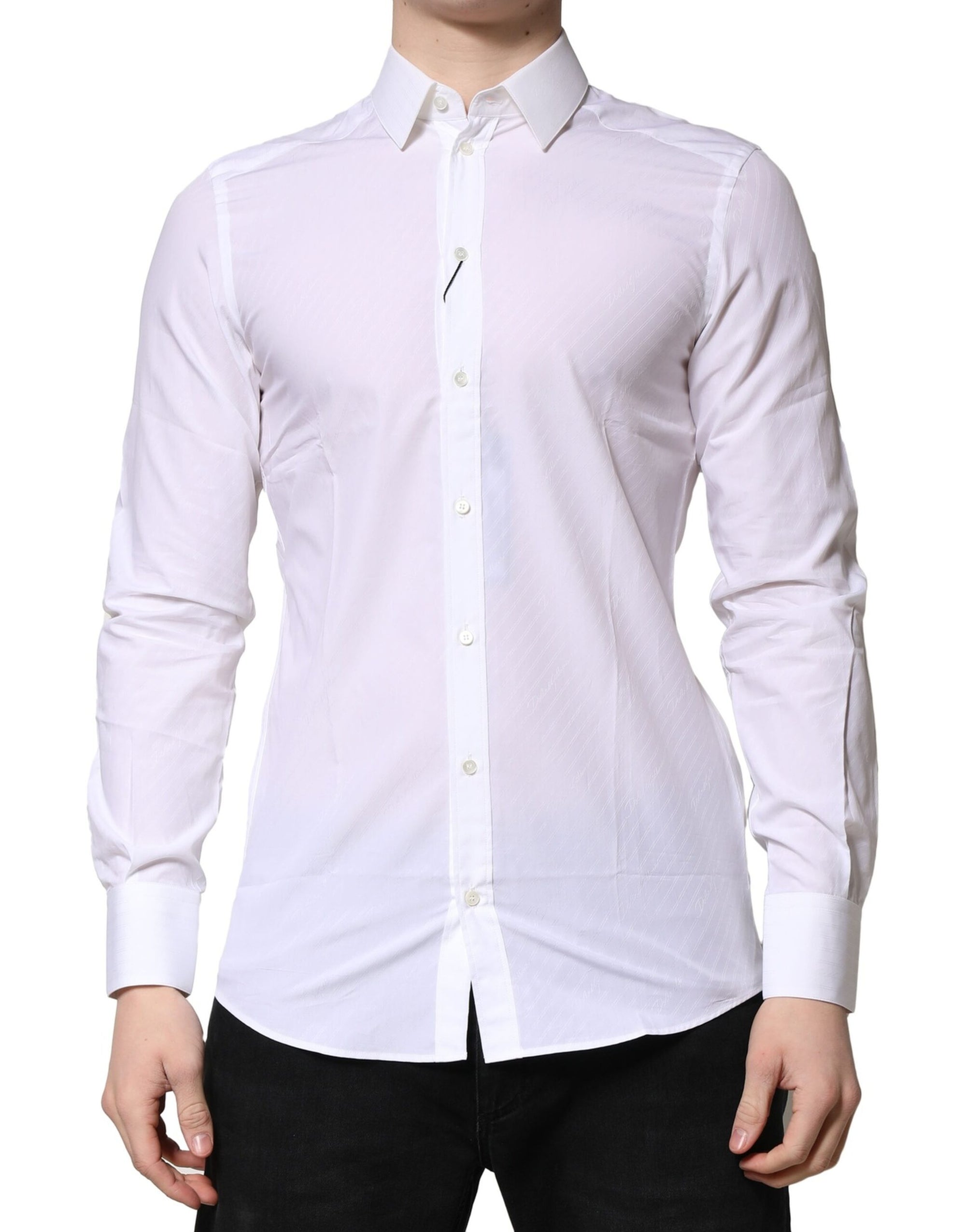 Dolce & Gabbana White MARTINI Long Sleeves Dress Formal Shirt