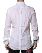 Dolce & Gabbana White GOLD Cotton Men Dress Formal Shirt
