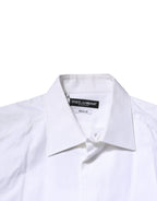 Dolce & Gabbana White Bib Cotton Poplin GOLD Men Formal Shirt
