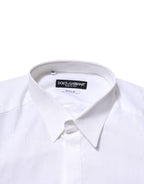 Dolce & Gabbana White Cotton GOLD Long Sleeves Formal Shirt