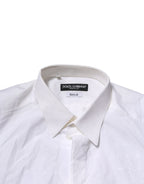 Dolce & Gabbana White GOLD Long Sleeves Dress Men Formal Shirt