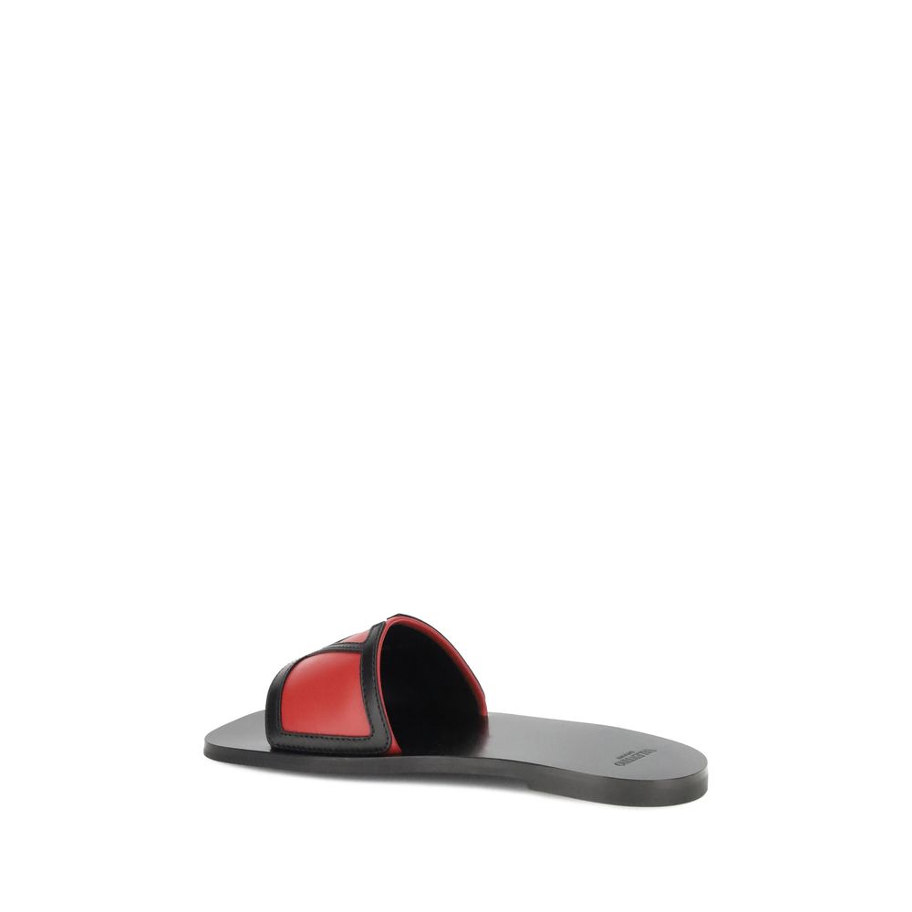 Valentino Garavani Red Calf Leather Bos Taurus Sandals