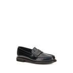 Brunello Cucinelli Black Calf Leather Bos Taurus Slip-On Loafers