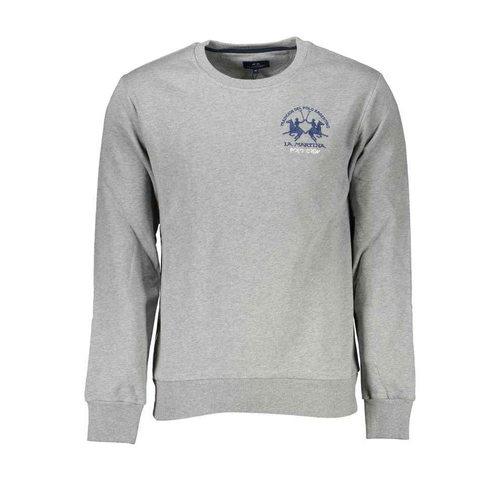 La Martina Gray Cotton Men Sweatshirt