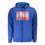 Norway 1963 Blue Cotton Men Sweater with Hood and Pockets