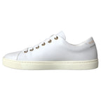 Dolce & Gabbana White Leather Gold Red Heart Sneakers Shoes