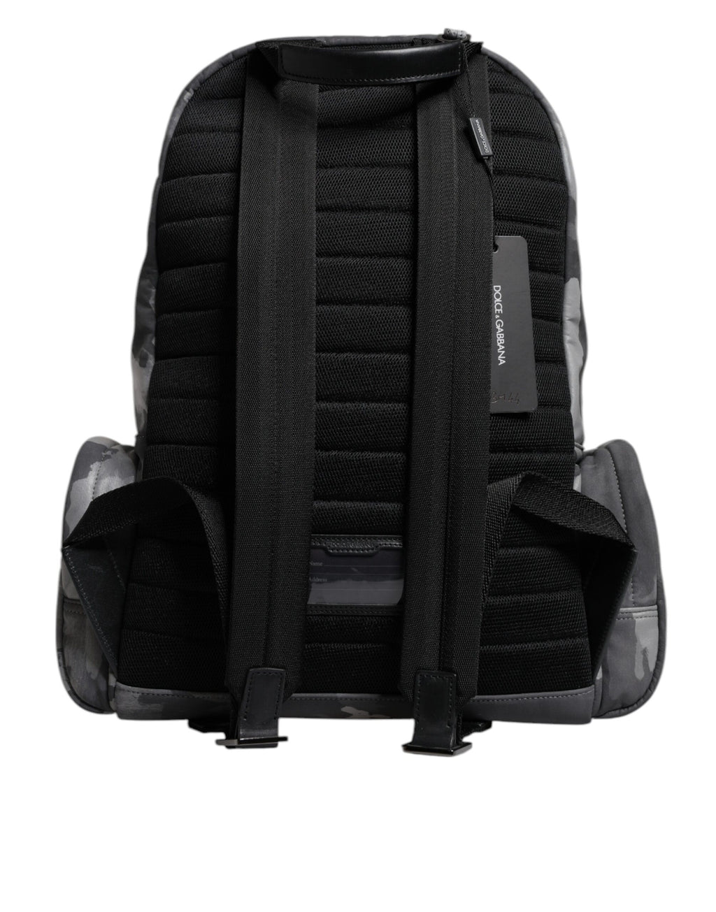 Dolce & Gabbana Gray Cotton Camouflage Logo Plaque Backpack Bag