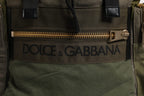 Dolce & Gabbana Green Patchwork Travel Backpack Military Bag